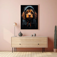 Dog in Raincoat: Heartwarming Photorealistic Poster