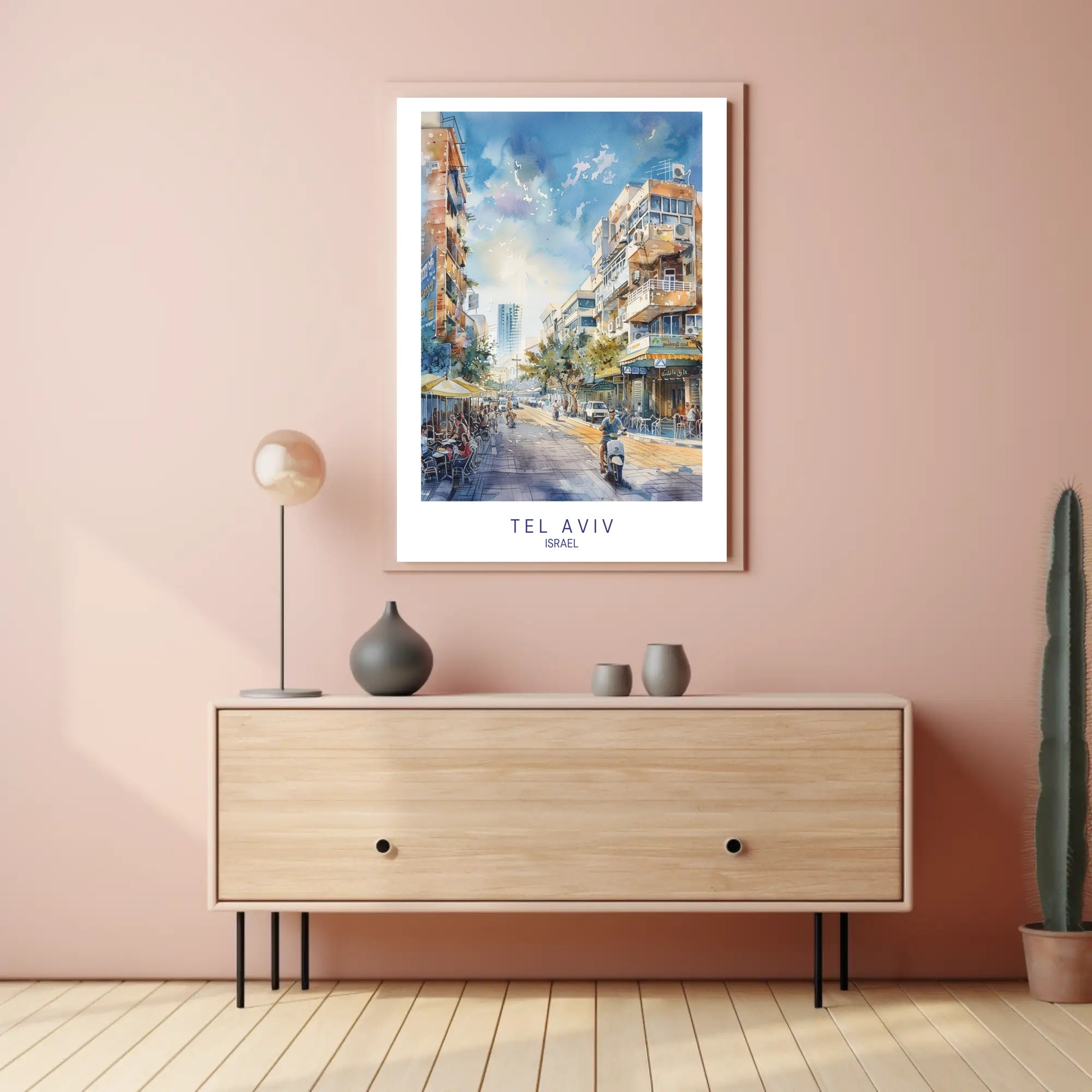 Tel Aviv Street Scene Poster PosterGoat