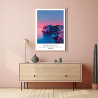 Dubrovnik Twilight Coast Travel Poster