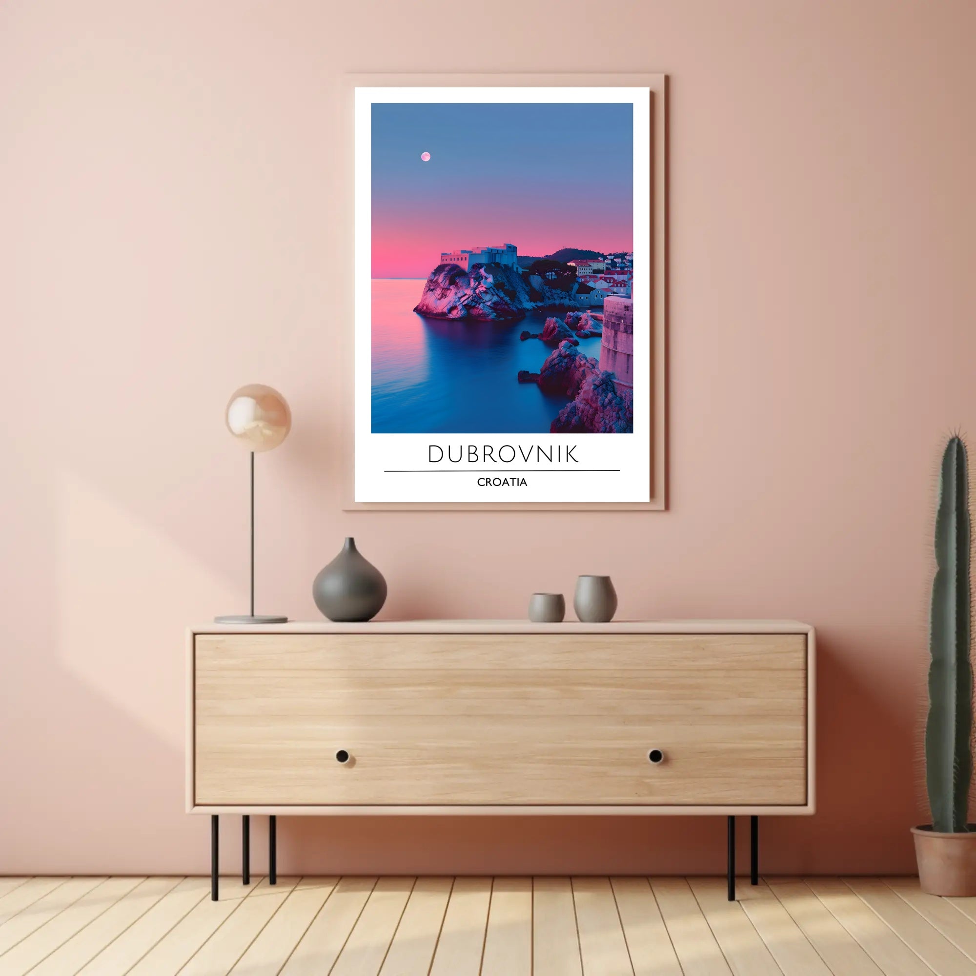 Dubrovnik Twilight Coast Travel Poster