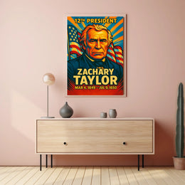 Zachary Taylor 12th President of the United States Colorful Comic Book Style Poster