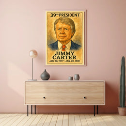 Jimmy Carter 39th President of the United States Exaggerated Cartoon Sketch Poster