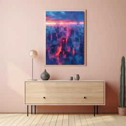 Futuristic Cityscape Cyberpunk Art Poster PosterGoat