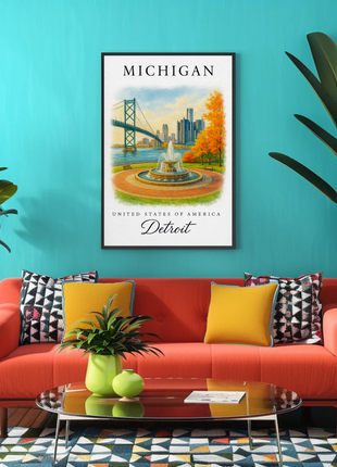 Michigan, Detroit Signature Series Vintage Travel Poster