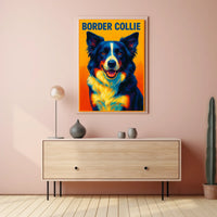 Vibrant Border Collie Portrait Poster