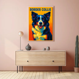 Vibrant Border Collie Portrait Poster