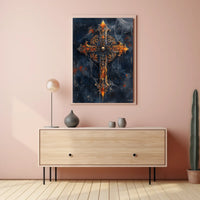 Gothic Skull Cross Art Print Poster