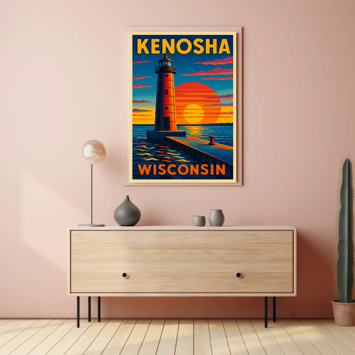 Kenosha Lighthouse at Sunset Poster
