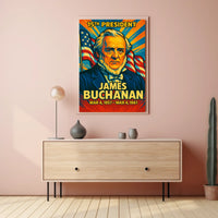 James Buchanan 15th President of the United States Colorful Comic Book Style Poster