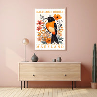 Baltimore Oriole Maryland State Bird Art Poster