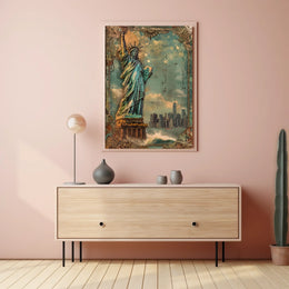Statue Of Liberty American Heritage Poster Vintage Wall Art