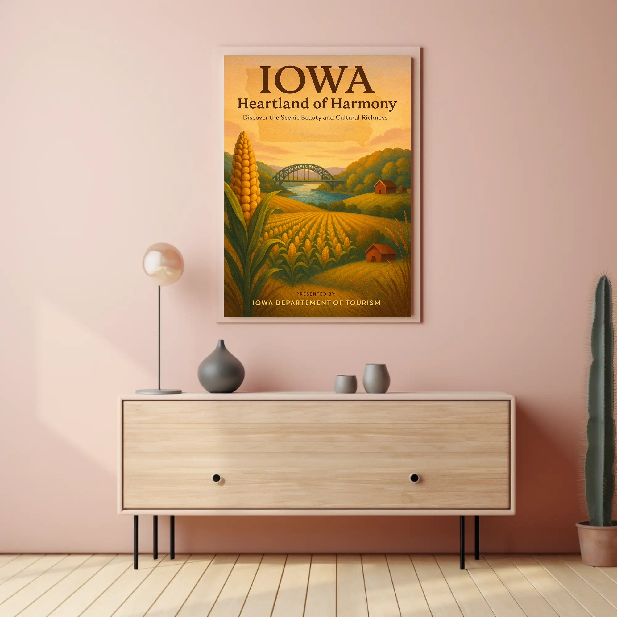 Iowa Scenic Travel Invitation - Vintage Countryside Travel Poster