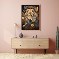 Mystic Wolf Floral Fantasy Animal Poster