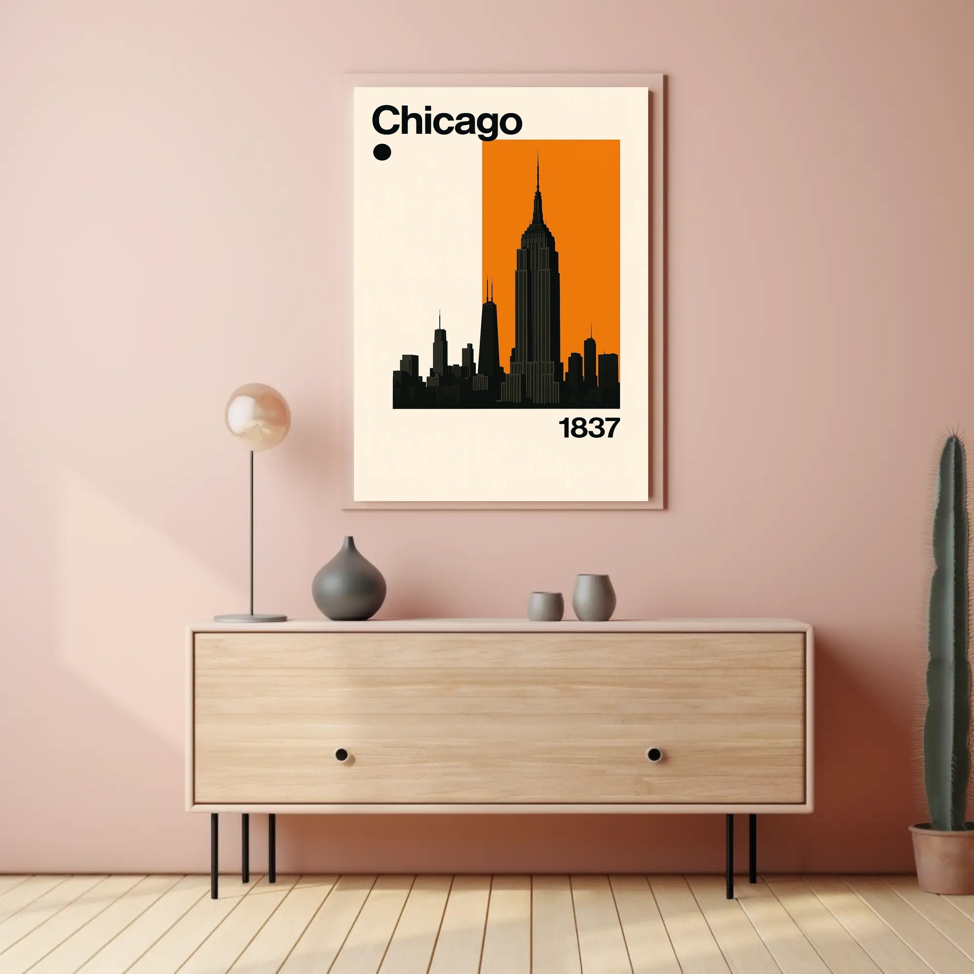 Chicago Cityscape Silhouette Art Print Travel Poster