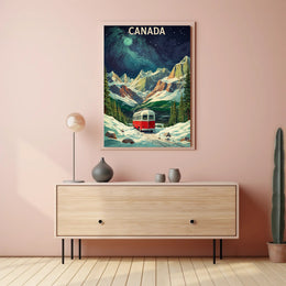 Scenic Canadian Rockies Train Travel Poster