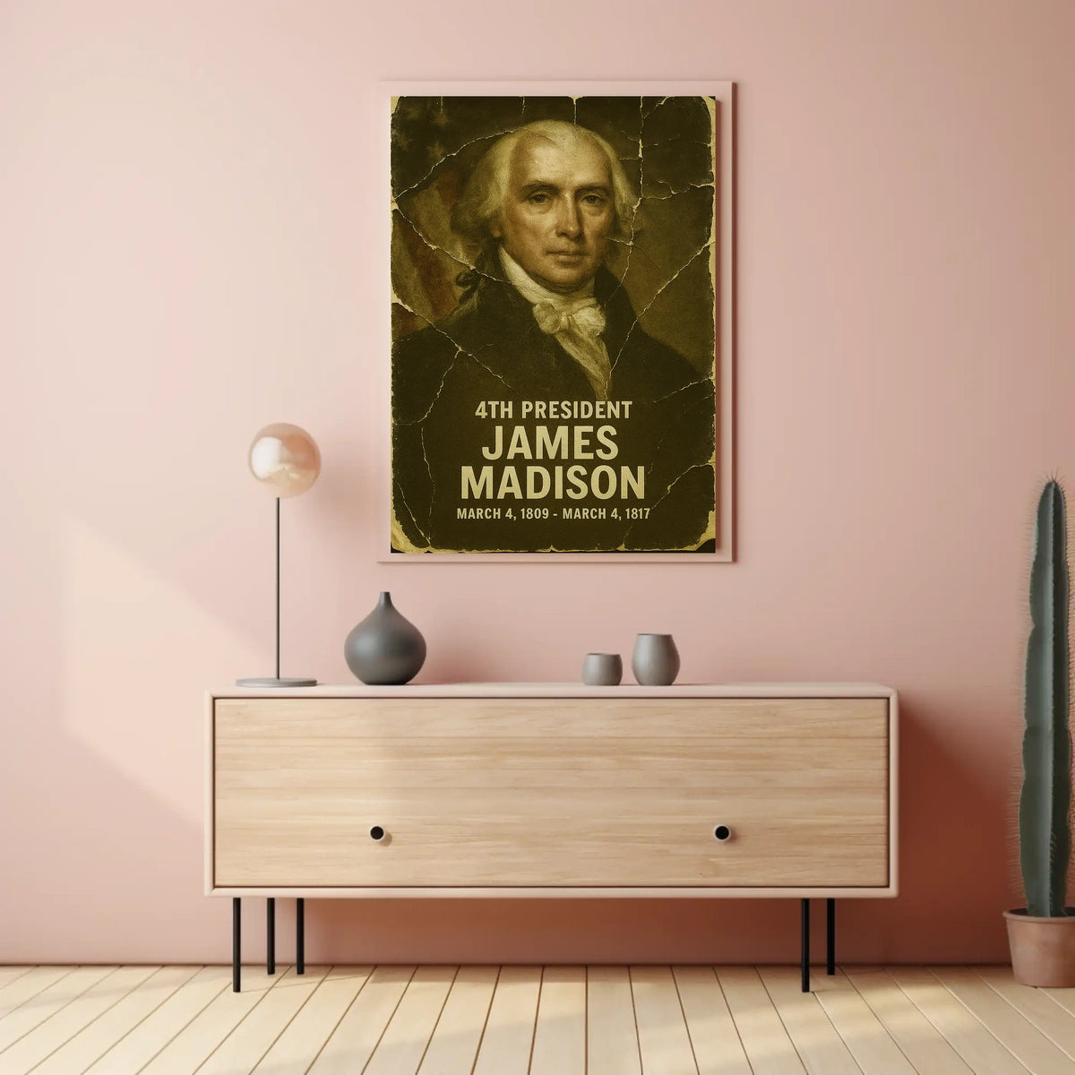 James Madison 4th President of the United States Damaged Photograph Poster