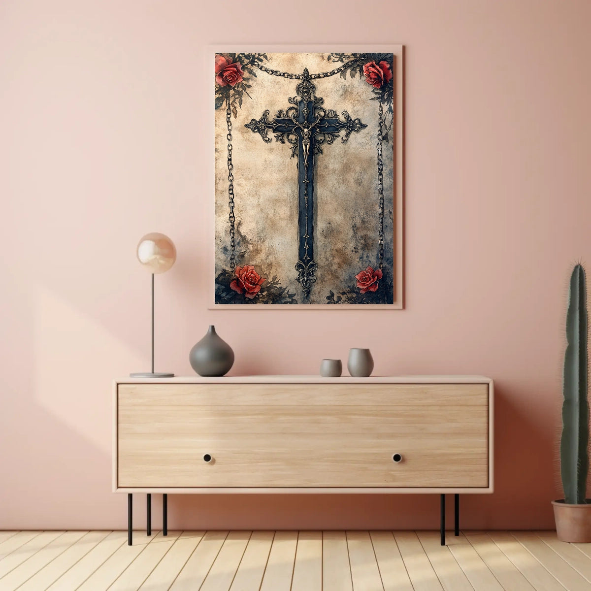 Intricate Christian Symbolism Cross Poster