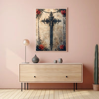 Intricate Christian Symbolism Cross Poster