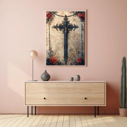 Intricate Christian Symbolism Cross Poster