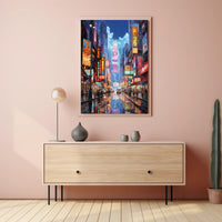 Neon Skyline of Futuristic East Asian Cityscape Poster