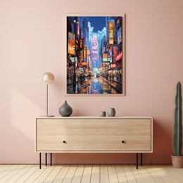Neon Skyline of Futuristic East Asian Cityscape Poster
