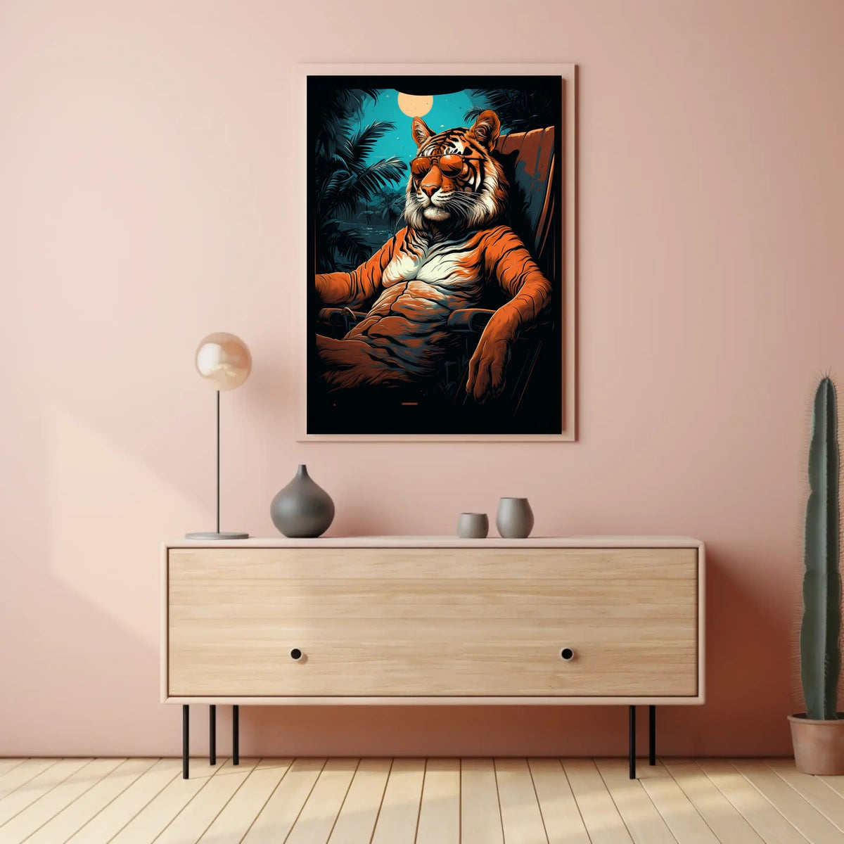Tiger Majesty Illuminated: Exotic Animal Art Print Poster
