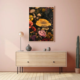 Botanical Mushroom Illustration Educational or Infographic Poster