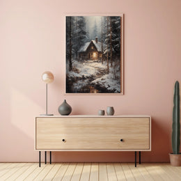 Winter Cabin Retreat Poster