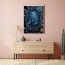 Two Crows Artistic Surreal Mirror Animal Poster