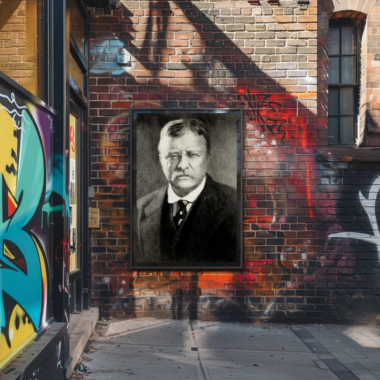 Theodore Roosevelt Portrait Drawing Vintage Poster