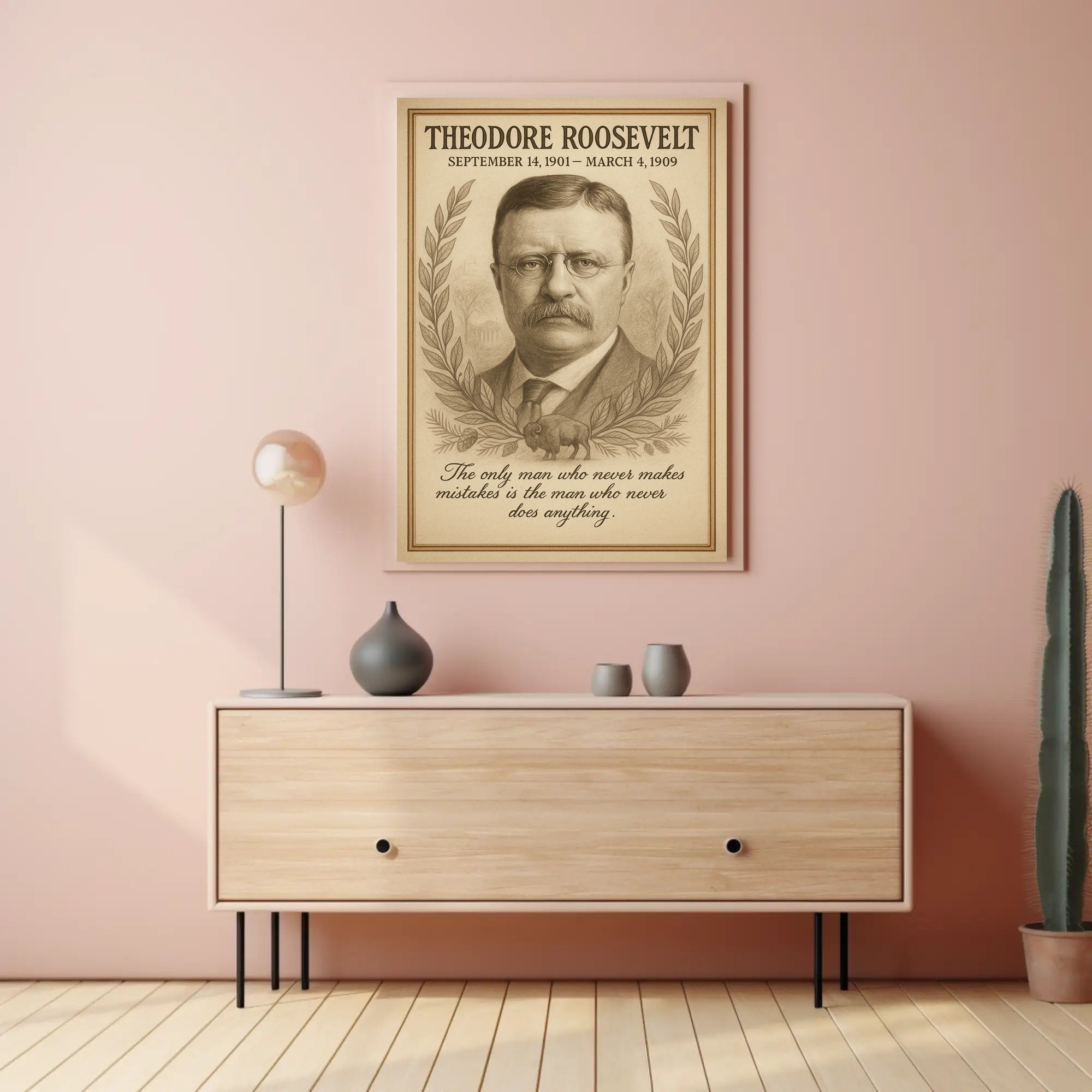 Theodore Roosevelt President Sketch Poster 1901 1909 Vintage Wall Art Print PosterGoat