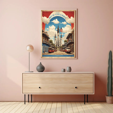 New Orleans Iconic Cathedral and Street Scene Poster