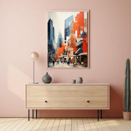 Contemporary Urban Cityscape in a Modern Skyline Travel Poster