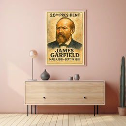 James A. Garfield 20th President of the United States Exaggerated Cartoon Sketch Poster