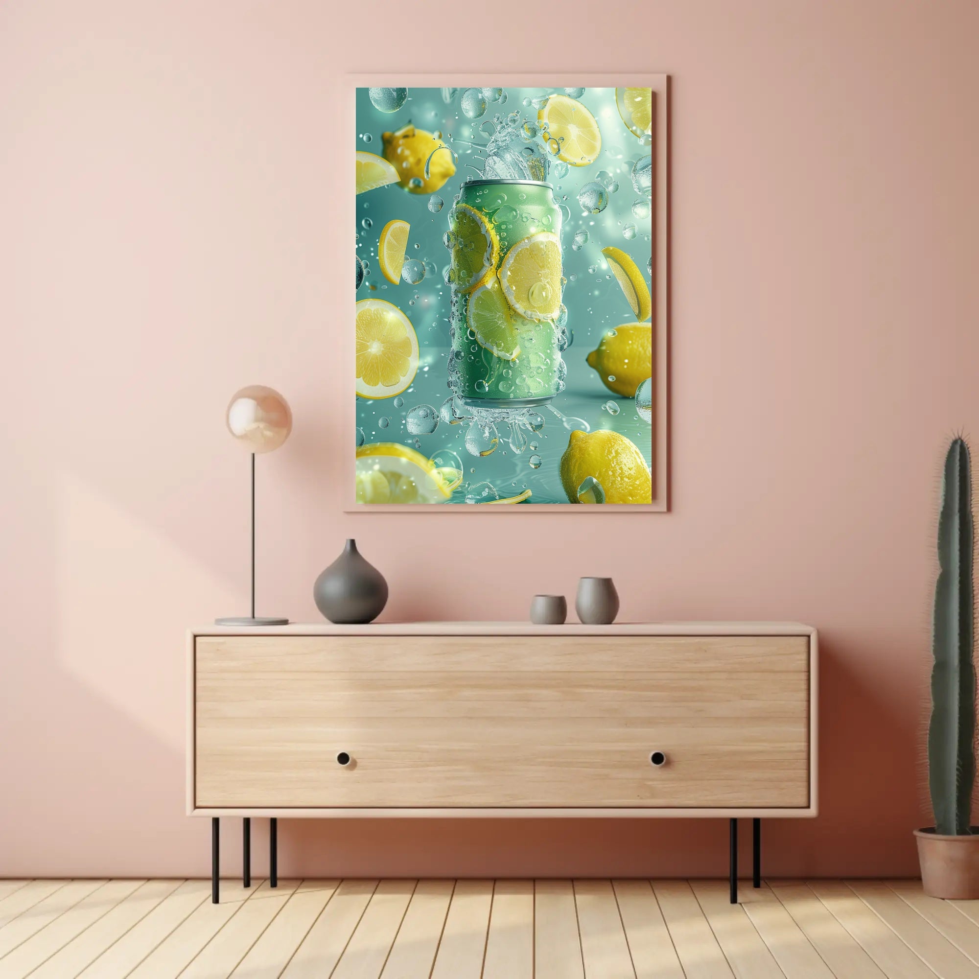Refreshing Lemon Beverage Scene in Artistic Poster PosterGoat