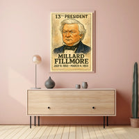 Millard Fillmore 13th President of the United States Exaggerated Cartoon Sketch Poster