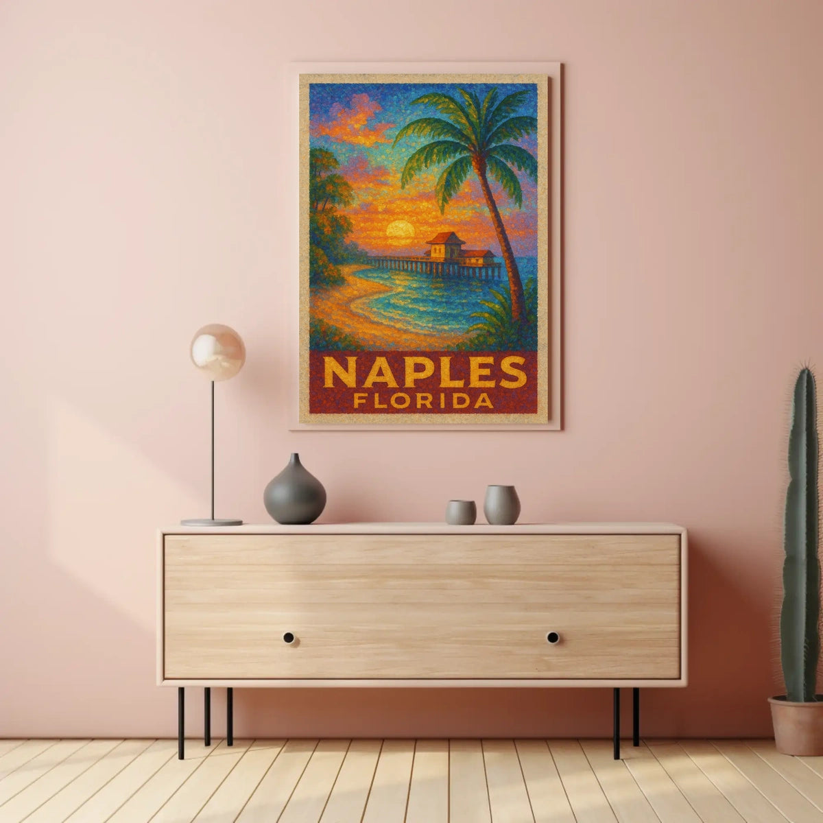 Naples Florida Sunset Poster Wall Art 18x24 Coastal Decor