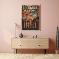 Columbia Missouri Cityscape Vintage Wanderlust Poster