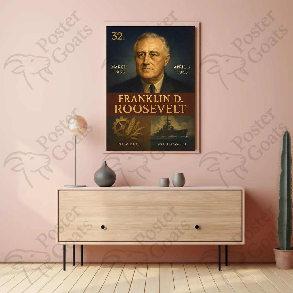 Franklin D. Roosevelt Vintage Historical Presidential Poster