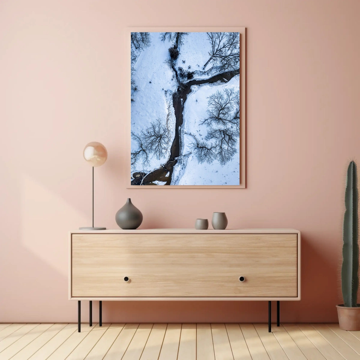 Winter Stream Aerial View Poster