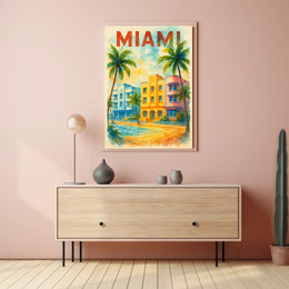 Vibrant Miami Art Deco Travel Poster