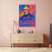 William Henry Harrison 9th President of the United States Neon Gradient Overlay Poster