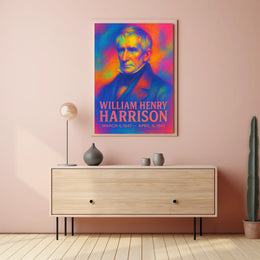 William Henry Harrison 9th President of the United States Neon Gradient Overlay Poster