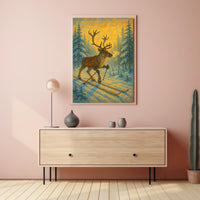 Skiing Reindeer Adventure Poster