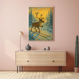 Skiing Reindeer Adventure Poster