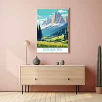 Dolomite Peaks Italy: Vintage Travel Art Poster