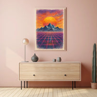 Retro-Futuristic Sunset in Dreamscape - Futuristic Sci-Fi Poster