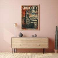 Sioux City Clock Tower Retro Americana Poster