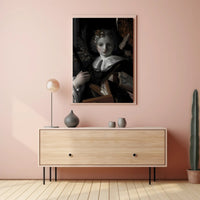Baroque Angelic Renaissance Figure with Books Fantasy Poster PosterGoat