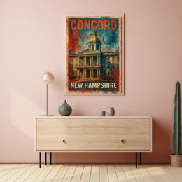 Concord New Hampshire Scenic Vintage Travel Decor Poster